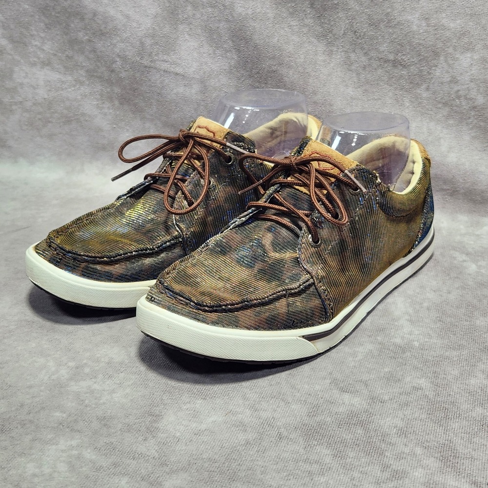 Twisted X WCA0023‎ Kicks Women 8 Leopard Print Metallic Shimmer Moc Toe Loafers